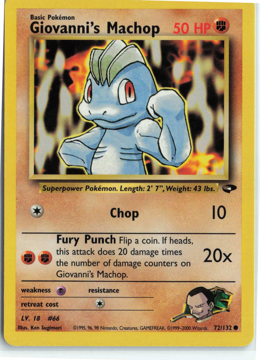Giovanni's Machop 072/132, HP Condition, Pokemon Gym Challenge