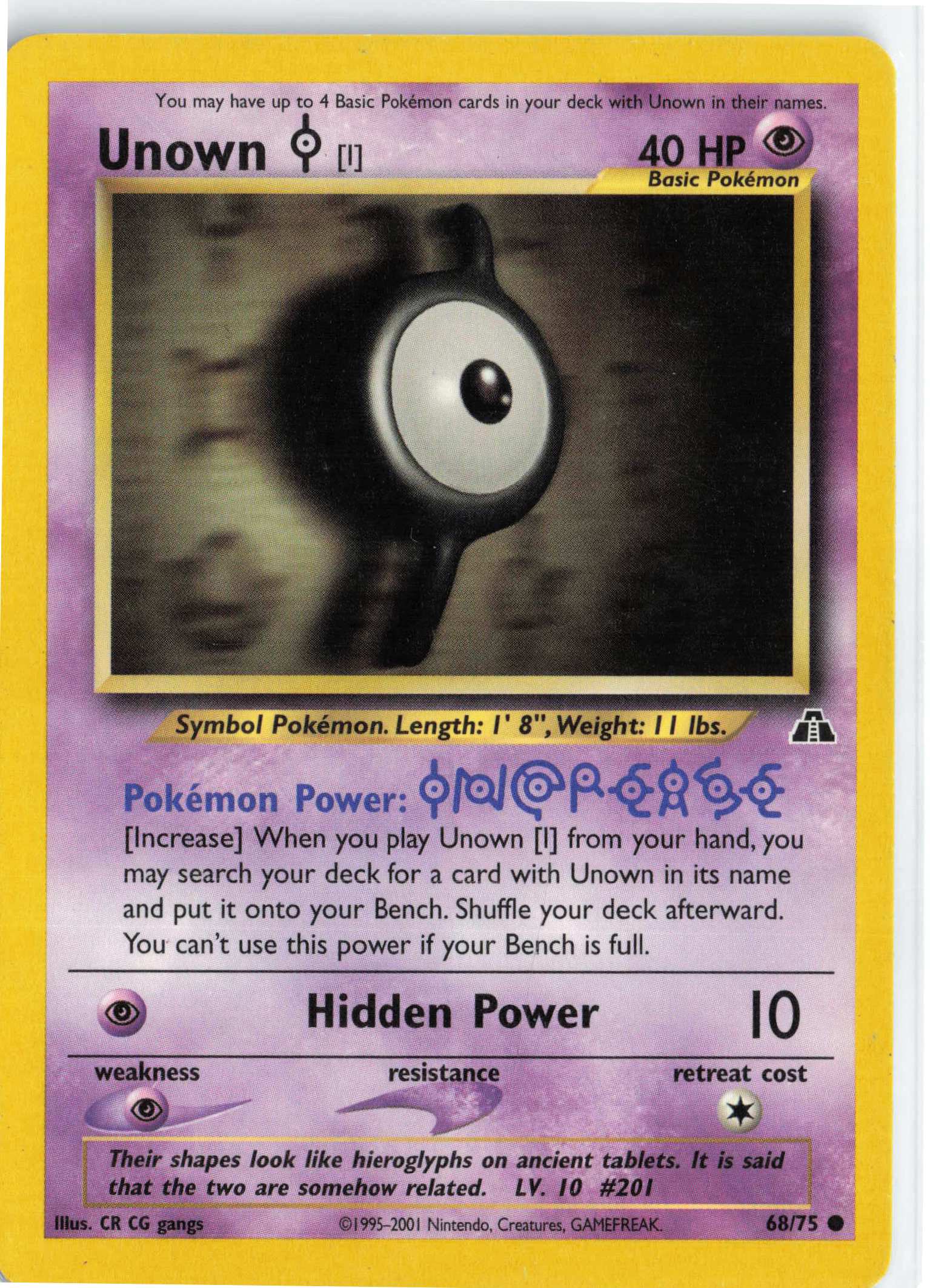 Unown [I] 68/75, HP Condition, Pokemon Neo Discovery