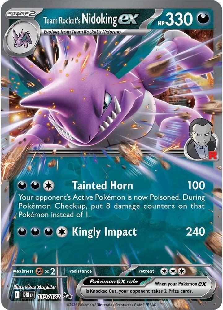 Team Rocket's Nidoking ex #119/182 Holo Pokemon SV10: Destined Rivals