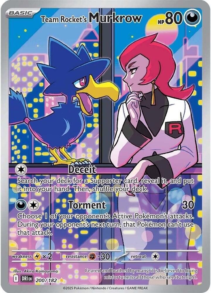 Team Rocket's Murkrow #200/182 Holo Pokemon SV10: Destined Rivals