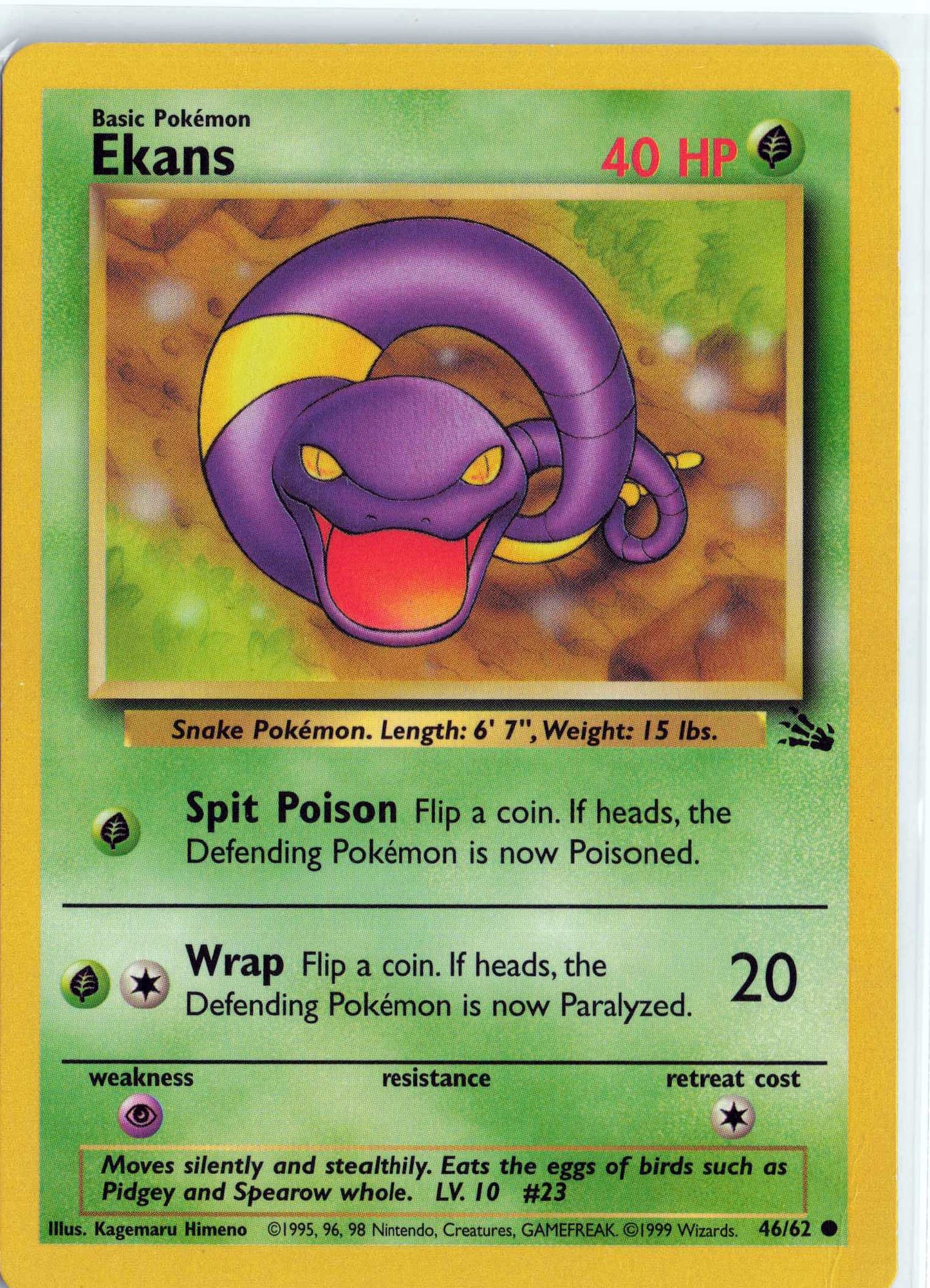 Ekans 46/62, HP Condition, Pokemon Fossil