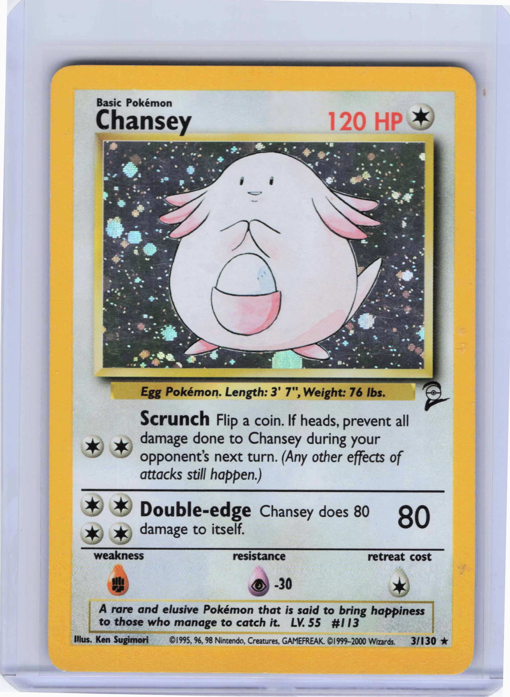 Chansey 003/130, Holo, HP Condition, Pokemon Base Set 2