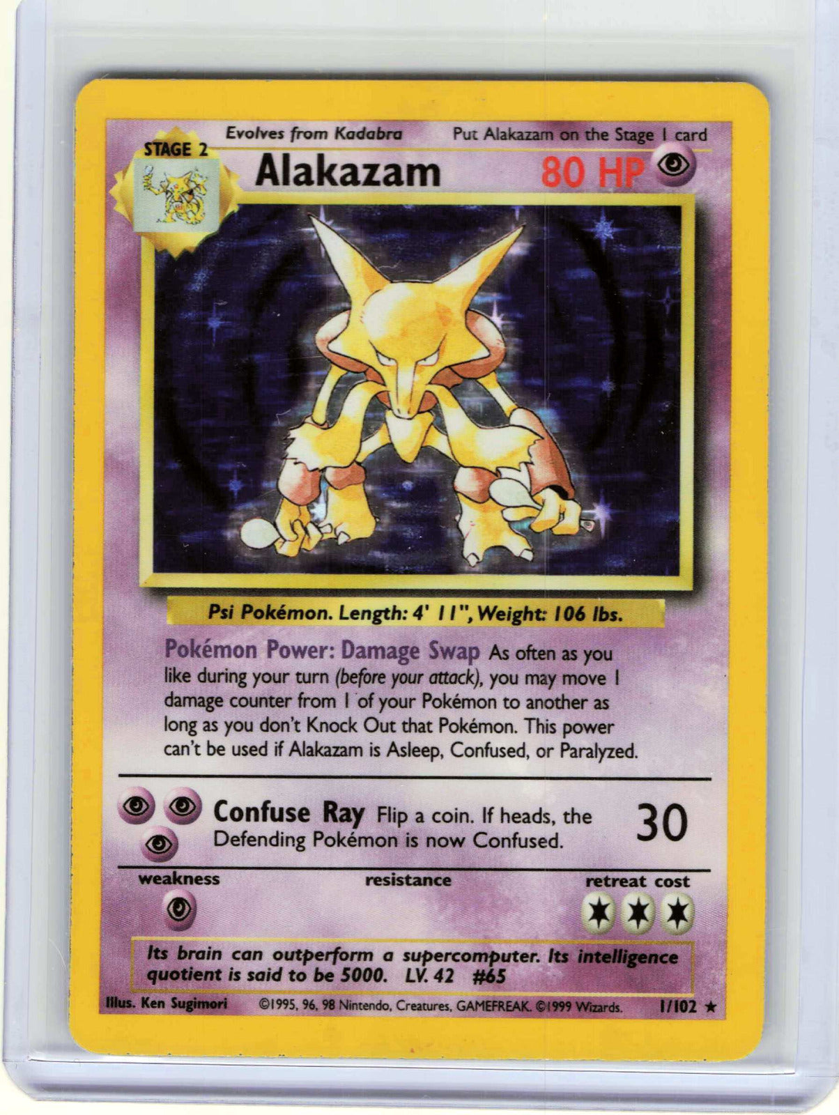 Alakazam #001/102 Holo MP Pokemon Base Set