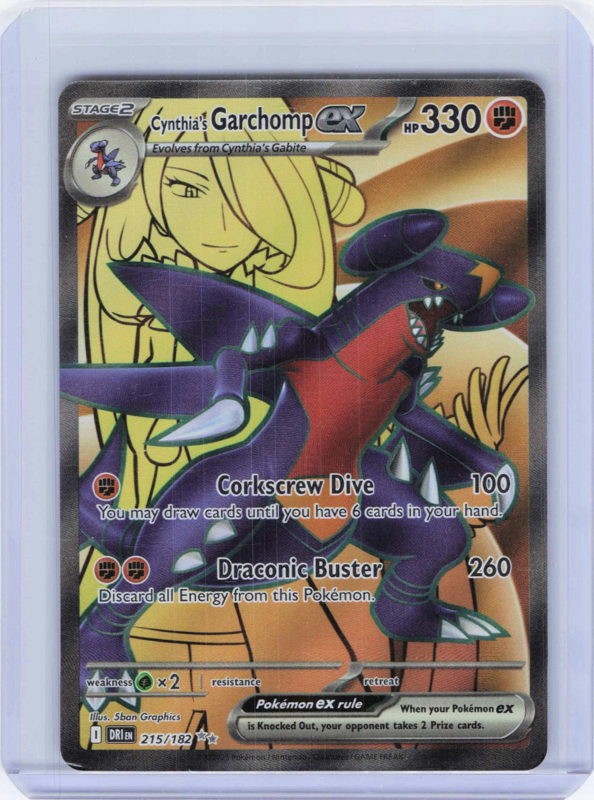 Cynthia's Garchomp ex #215/182 Holo Pokemon SV10: Destined Rivals