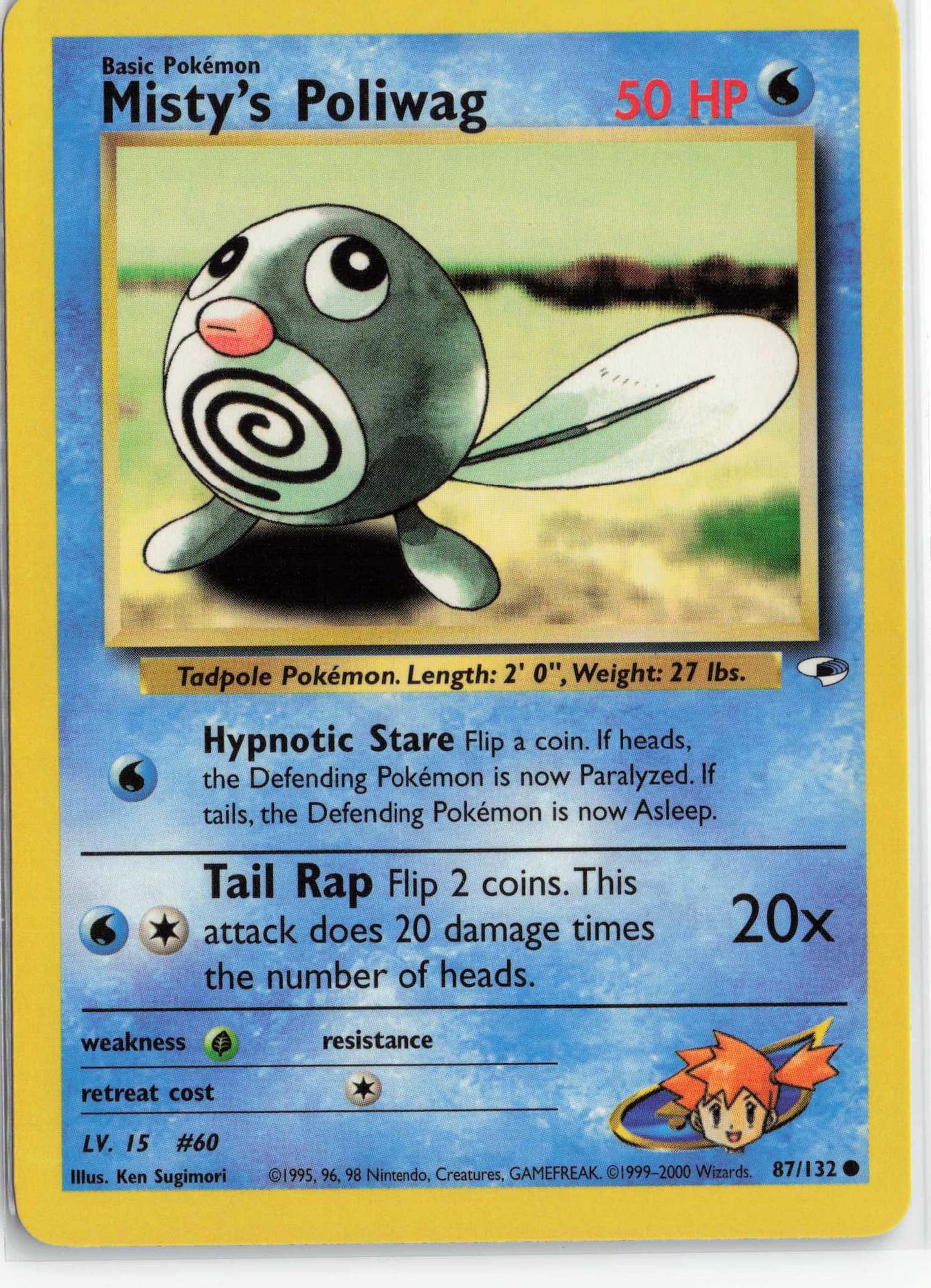 Misty's Poliwag 087/132, HP Condition, Pokemon Gym Heroes