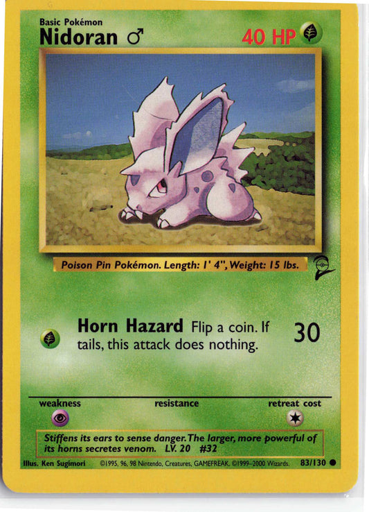Nidoran M 083/130, HP Condition, Pokemon Base Set 2