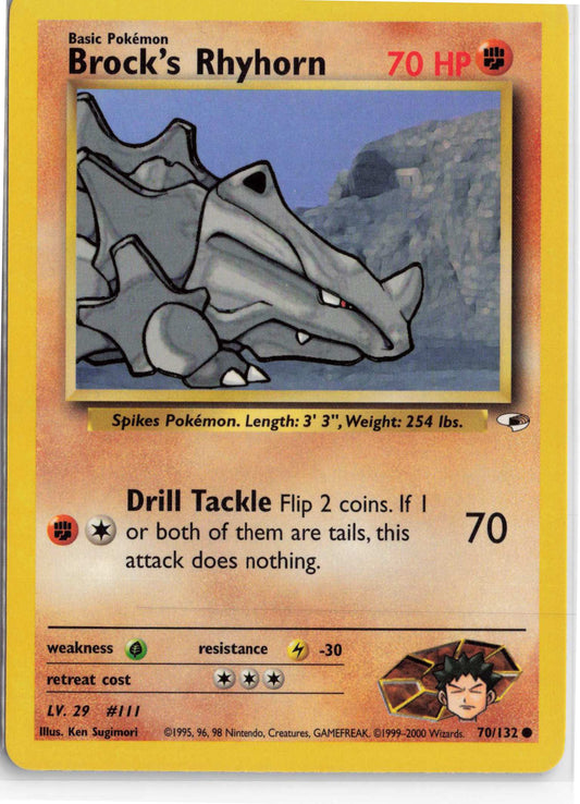 Brock's Rhyhorn (70) 070/132, HP Condition, Pokemon Gym Heroes