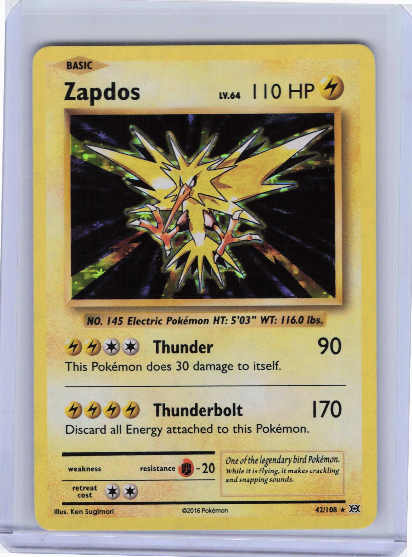 Zapdos 42/108, Holo, HP Condition, Pokemon XY - Evolutions