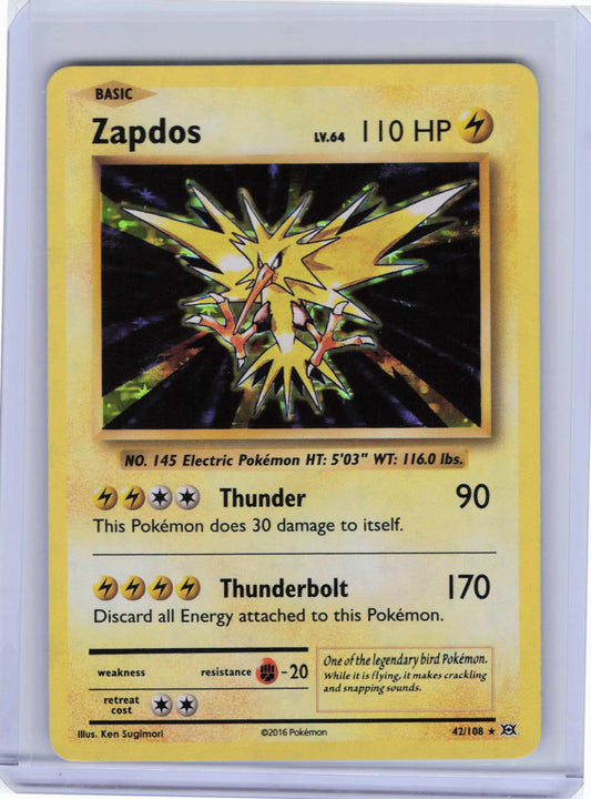 Zapdos 42/108, Holo, HP Condition, Pokemon XY - Evolutions