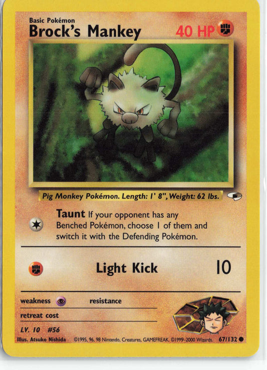 Brock's Mankey (67) 067/132, HP Condition, Pokemon Gym Heroes
