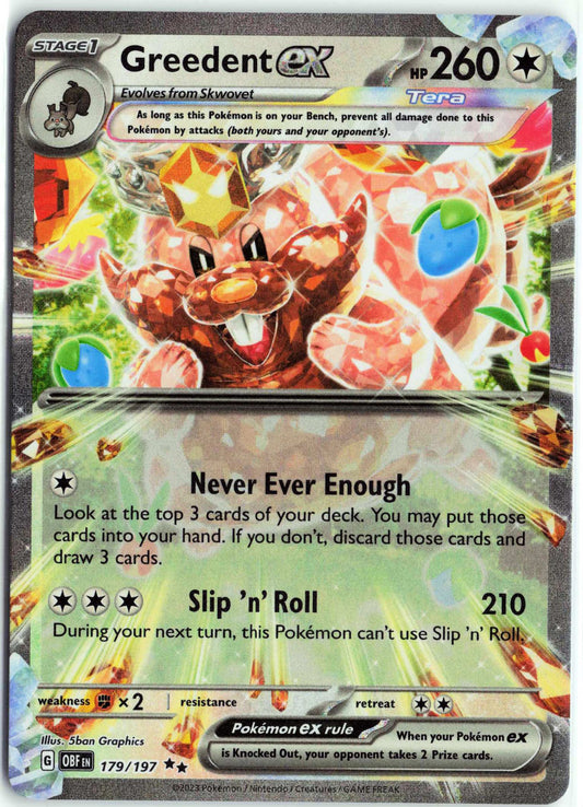 Greedent ex #179/197 Pokemon SV03: Obsidian Flames