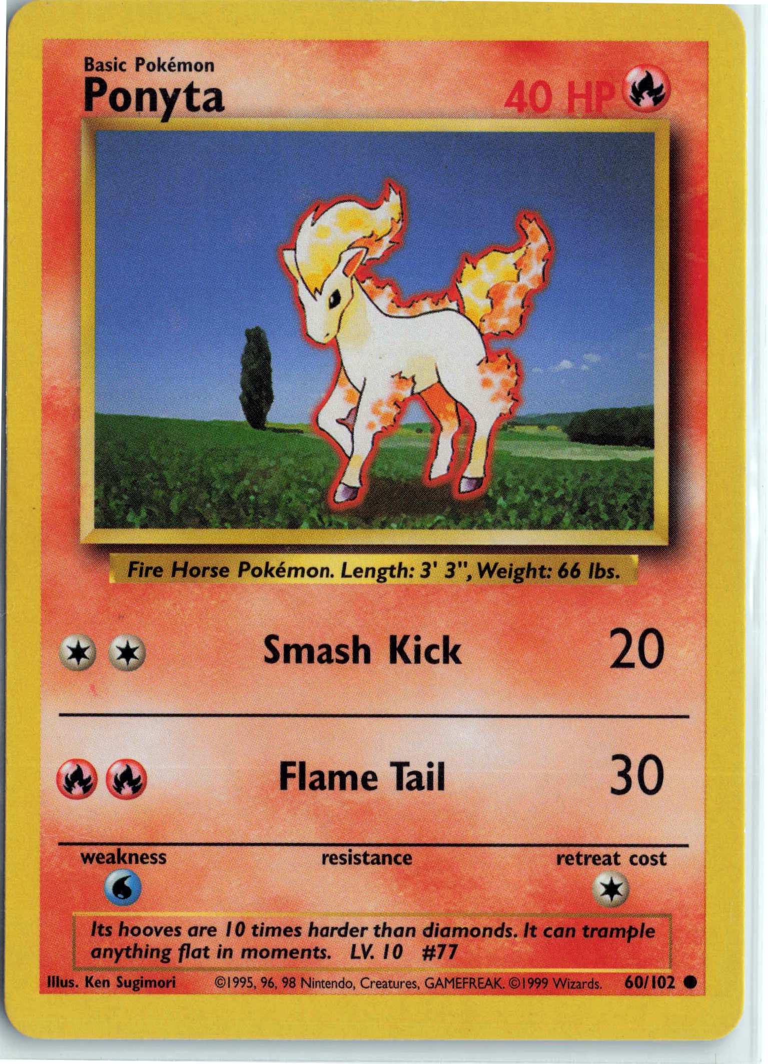 Ponyta 060/102, HP Condition, Pokemon Base Set