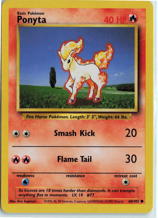 Ponyta 060/102, HP Condition, Pokemon Base Set