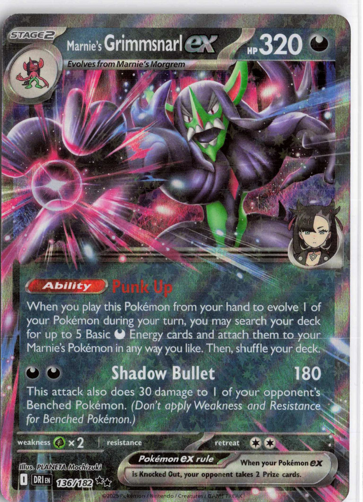 Marnie's Grimmsnarl ex #136/182 Holo Pokemon SV10: Destined Rivals