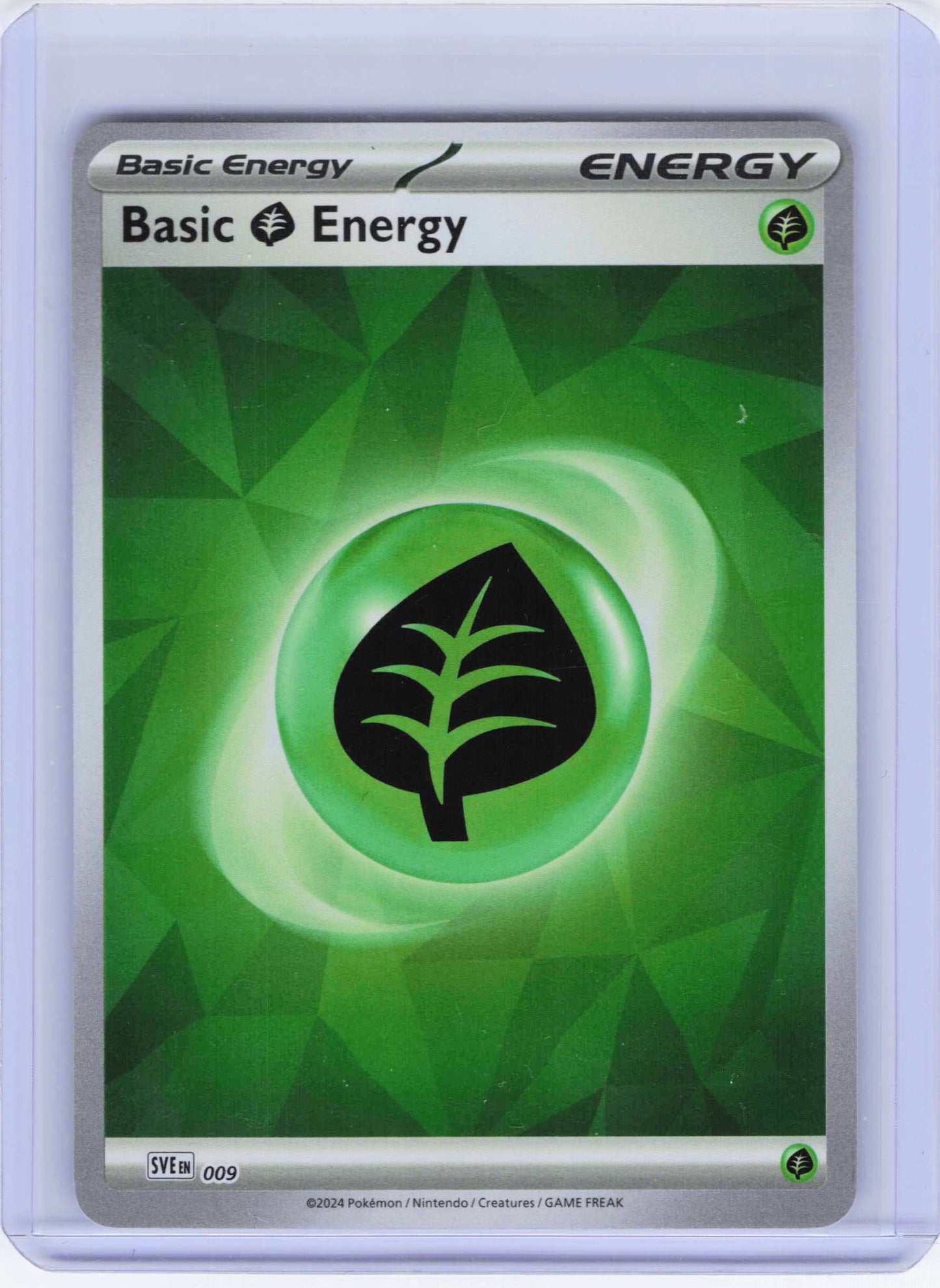 Basic Grass Energy (Cracked Ice Holo) 009, Holo, NM Condition, Pokemon SVE: Scarlet & Violet Energies