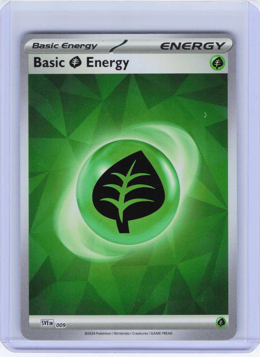 Basic Grass Energy (Cracked Ice Holo) 009, Holo, NM Condition, Pokemon SVE: Scarlet & Violet Energies