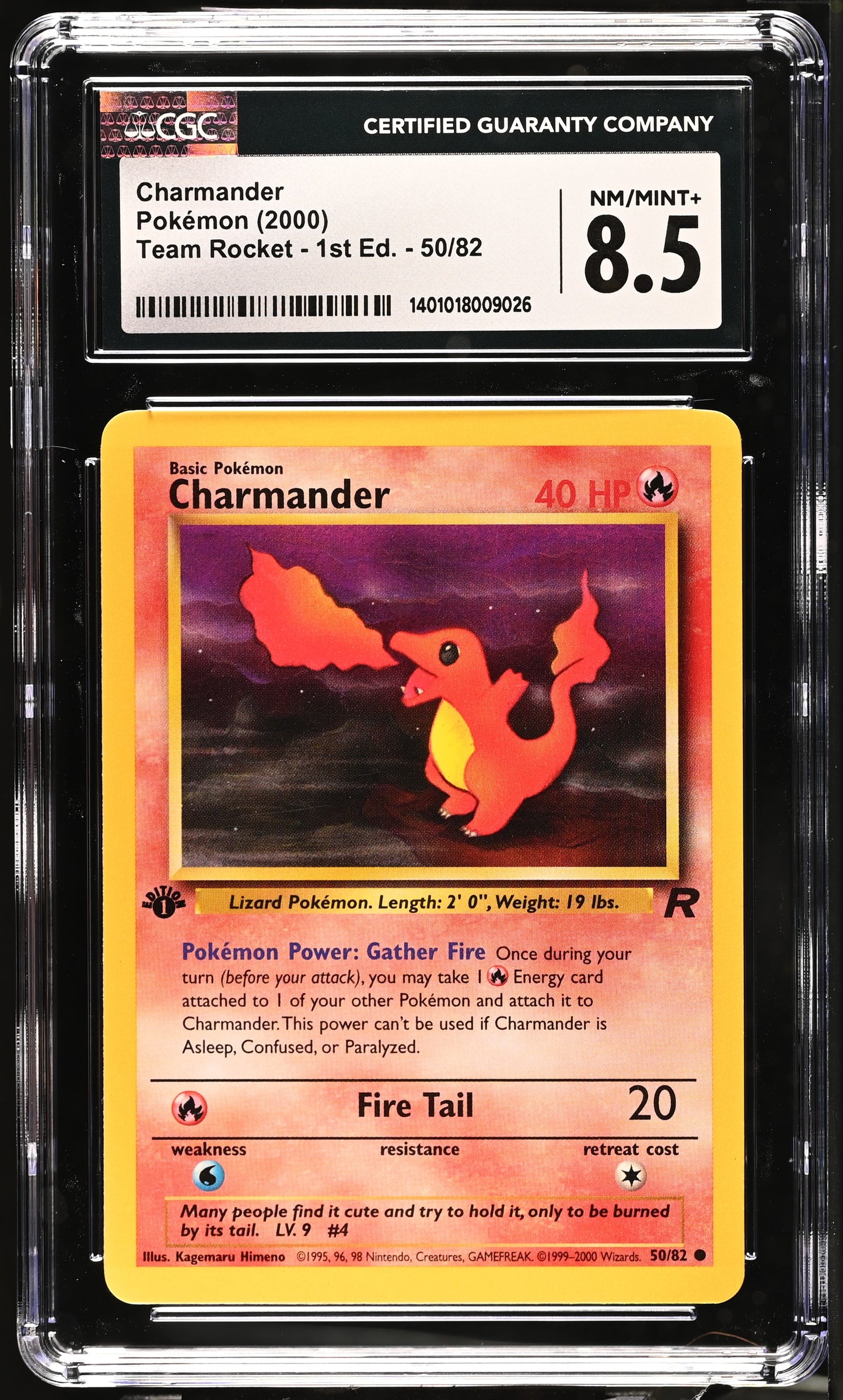 Charmander #50/82 Pokemon Team Rocket - 1st Edition Graded CGC 8.5