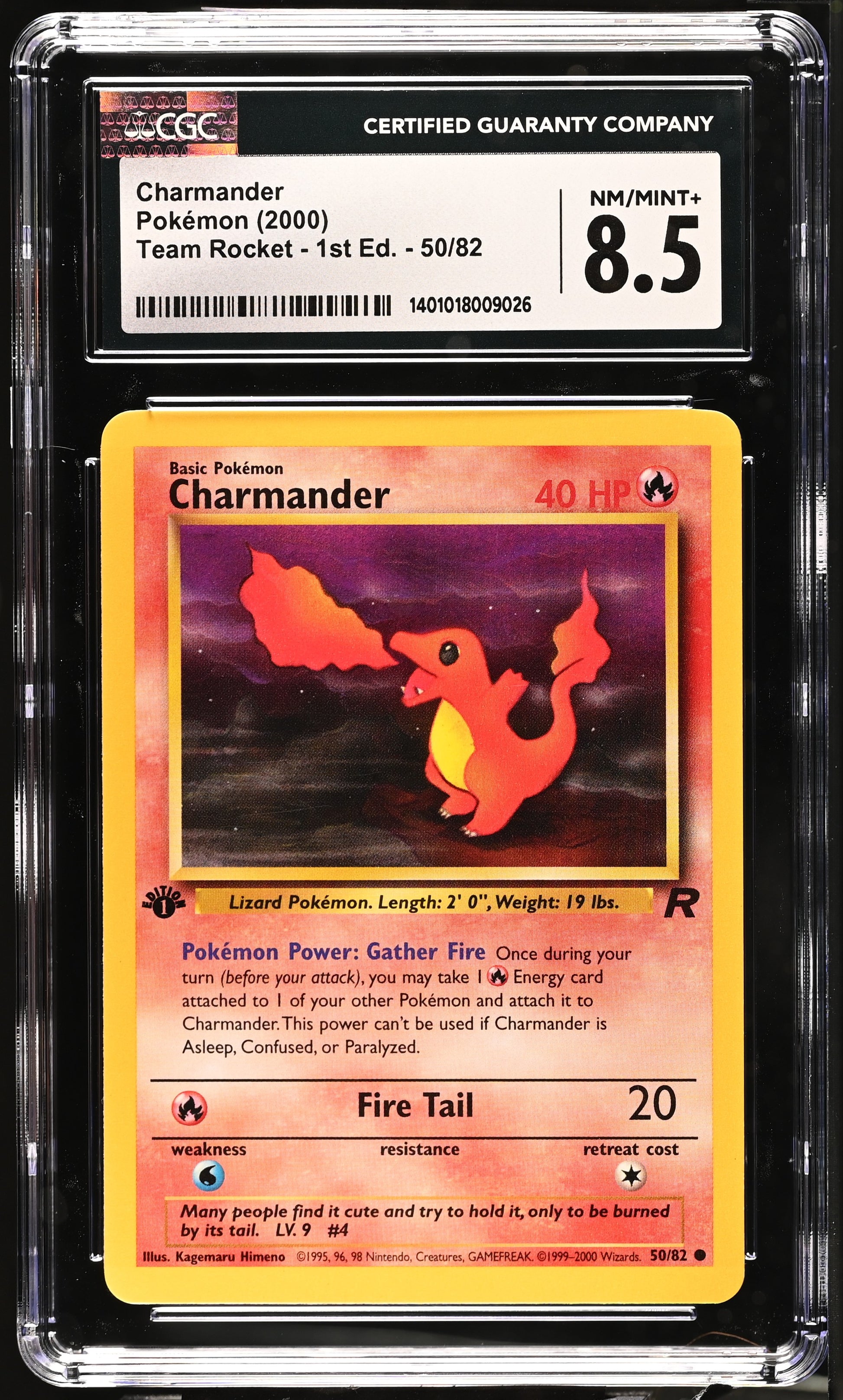 Charmander #50/82 Pokemon Team Rocket - 1st Edition Graded CGC 8.5