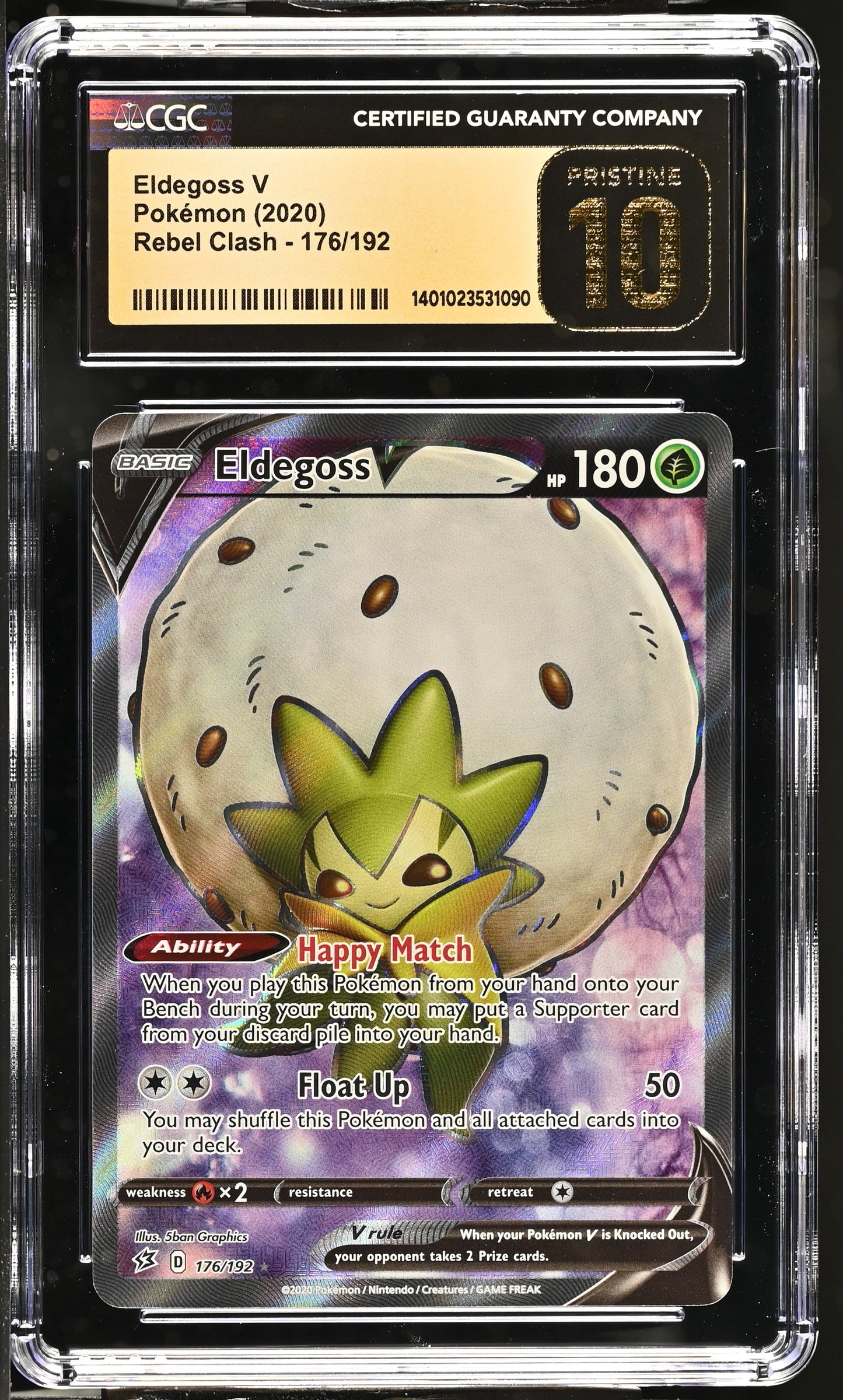 Eldegoss V #176/192 Pokemon Rebel Clash Graded CGC 10 Pristine