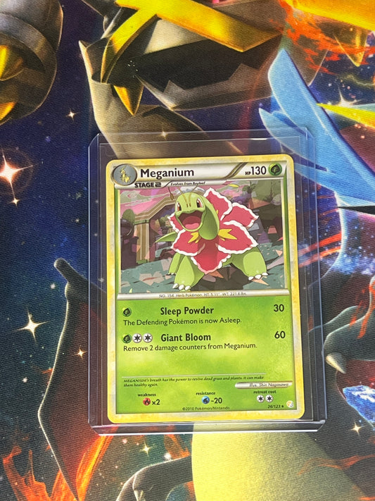 Meganium #26 Cracked Holo Pokemon HeartGold & SoulSilver