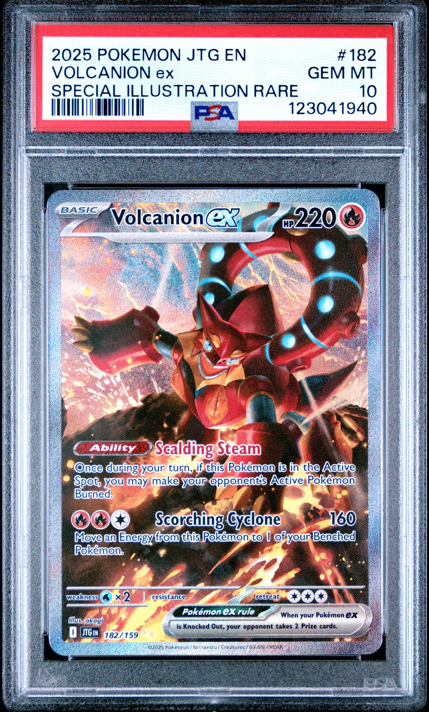 Volcanion Ex #182/159 Pokemon Journey Together Graded PSA 10