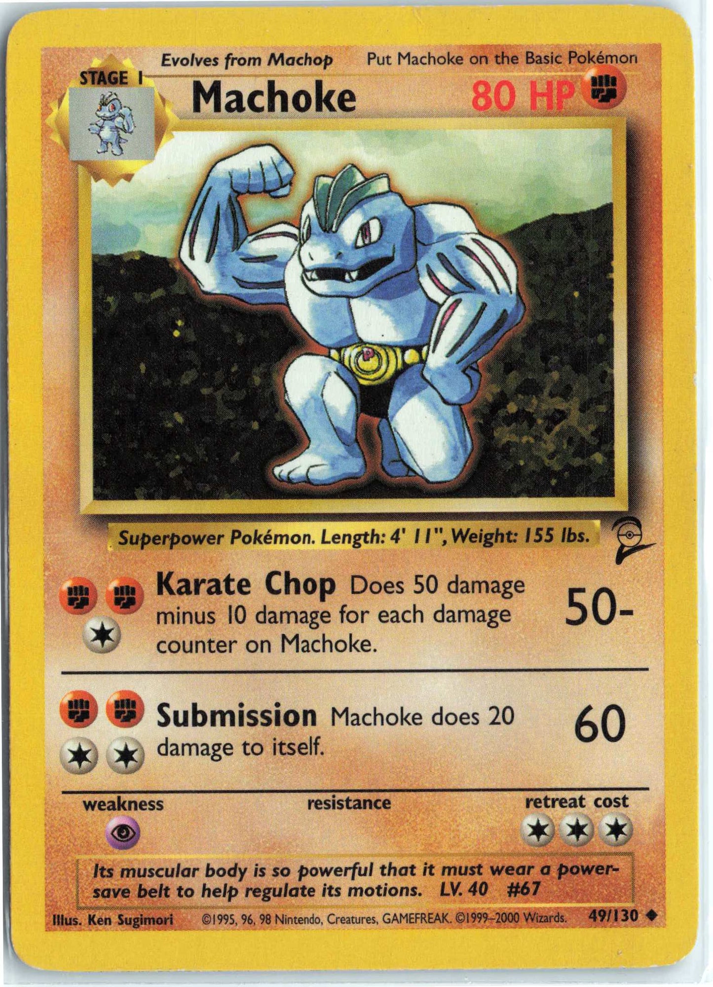 Machoke 049/130, HP Condition, Pokemon Base Set 2