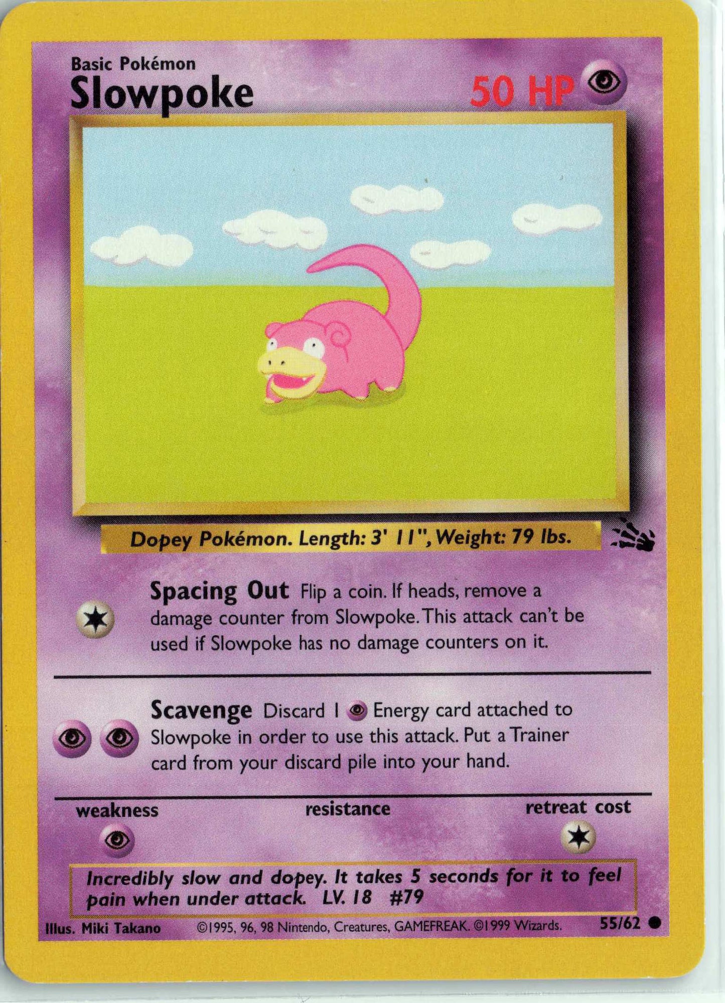 Slowpoke 55/62, HP Condition, Pokemon Fossil