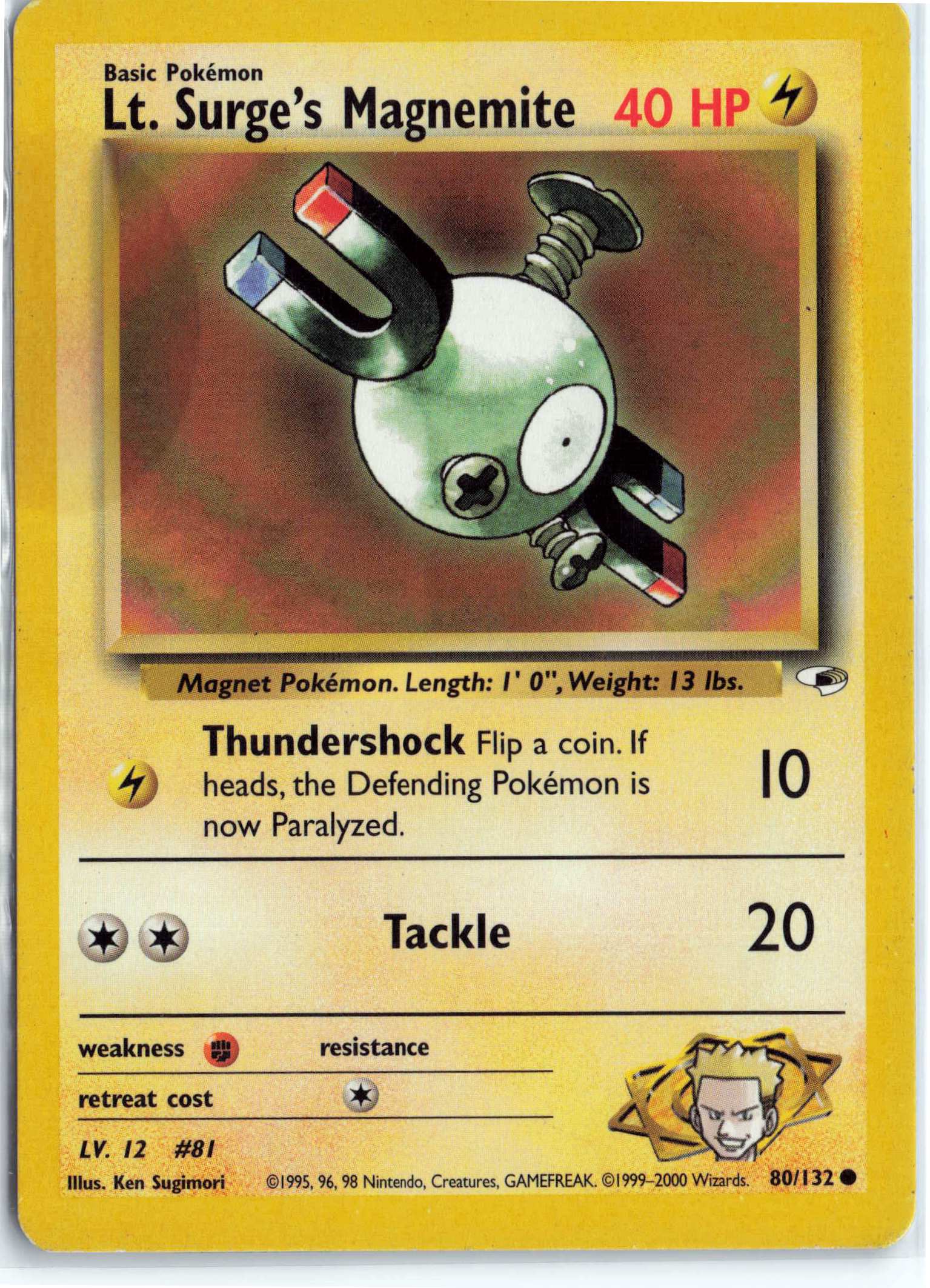 Lt. Surge's Magnemite (80) 080/132, HP Condition, Pokemon Gym Heroes