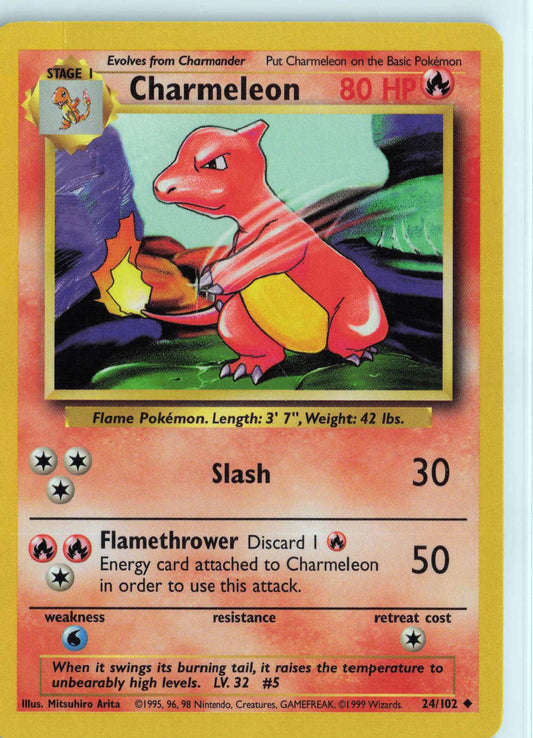 Charmeleon 024/102, HP Condition, Pokemon Base Set