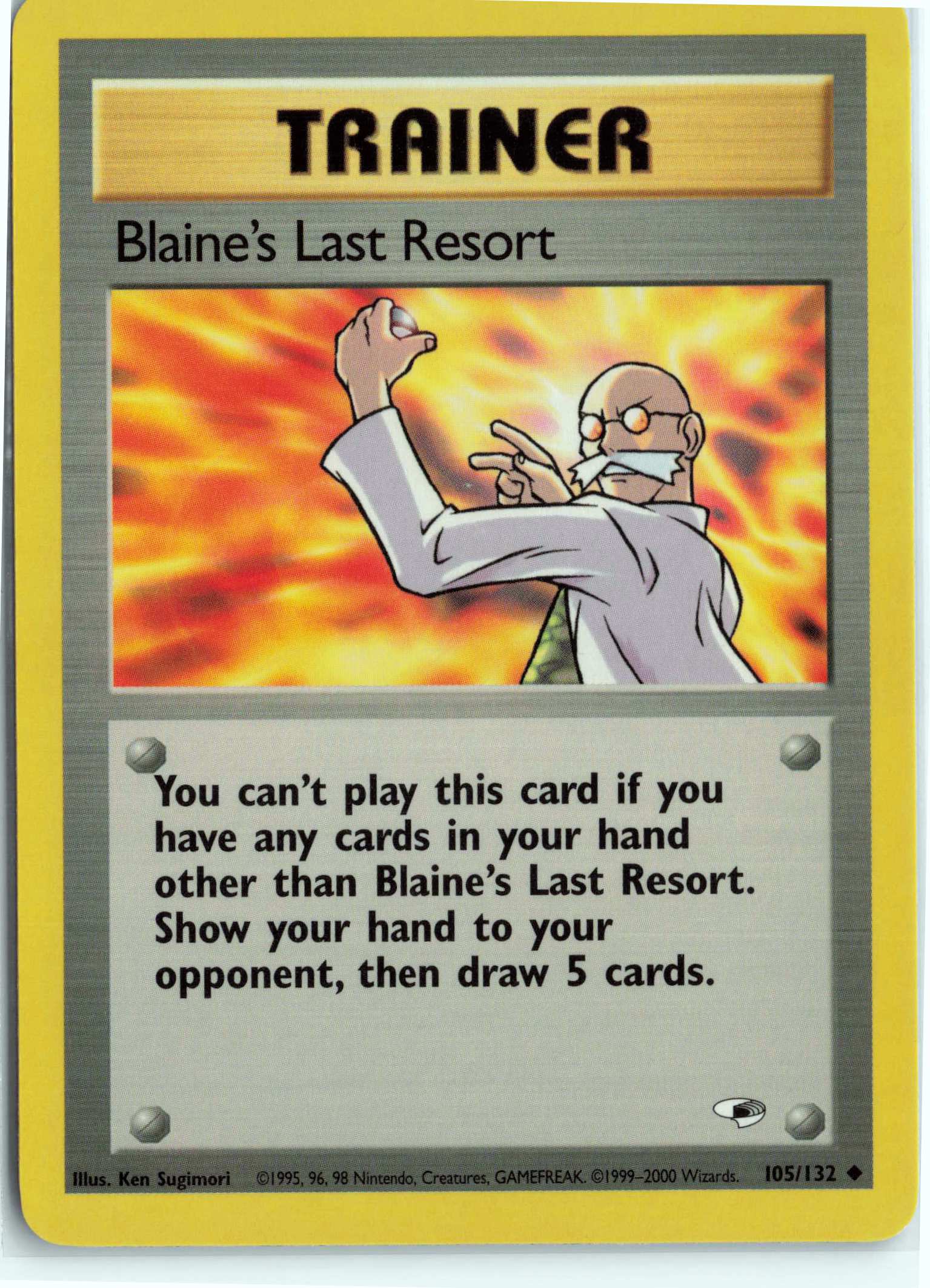 Blaine's Last Resort 105/132, HP Condition, Pokemon Gym Heroes