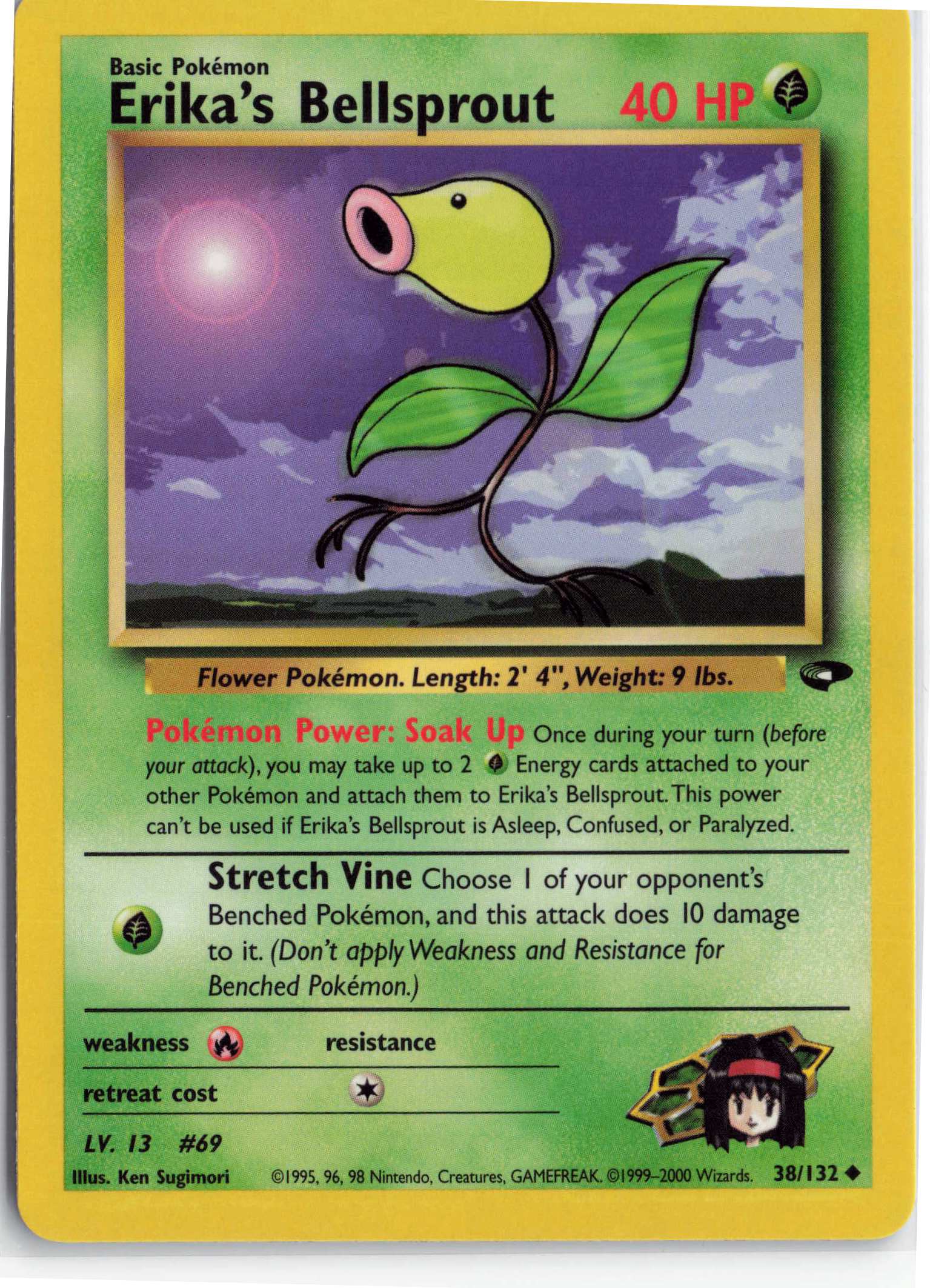 Erika's Bellsprout 038/132, HP Condition, Pokemon Gym Challenge