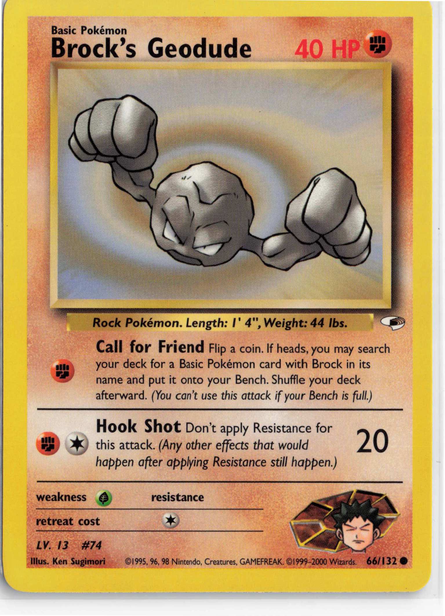 Brock's Geodude (66) 066/132, HP Condition, Pokemon Gym Heroes