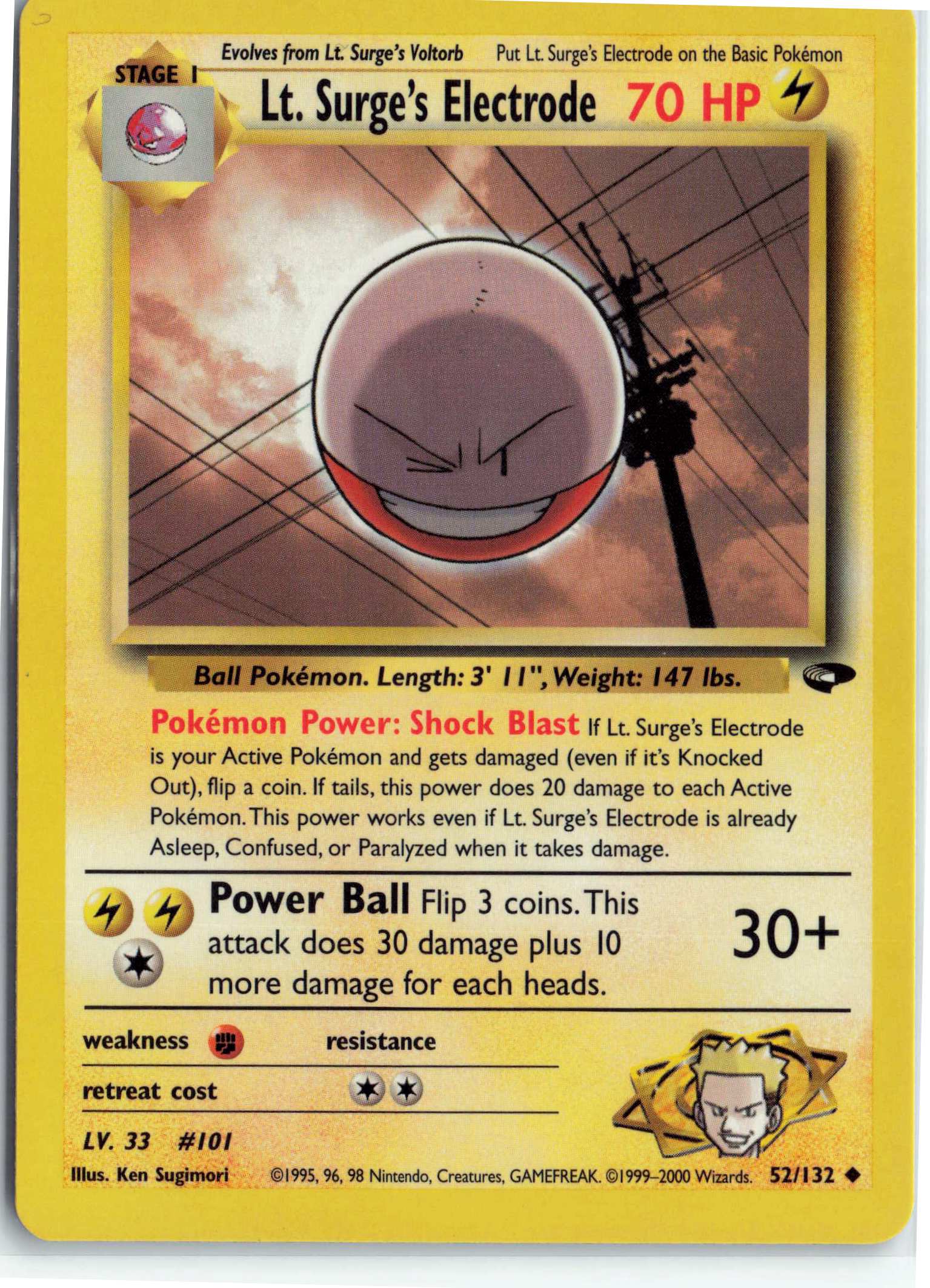 Lt. Surge's Electrode 052/132, HP Condition, Pokemon Gym Challenge