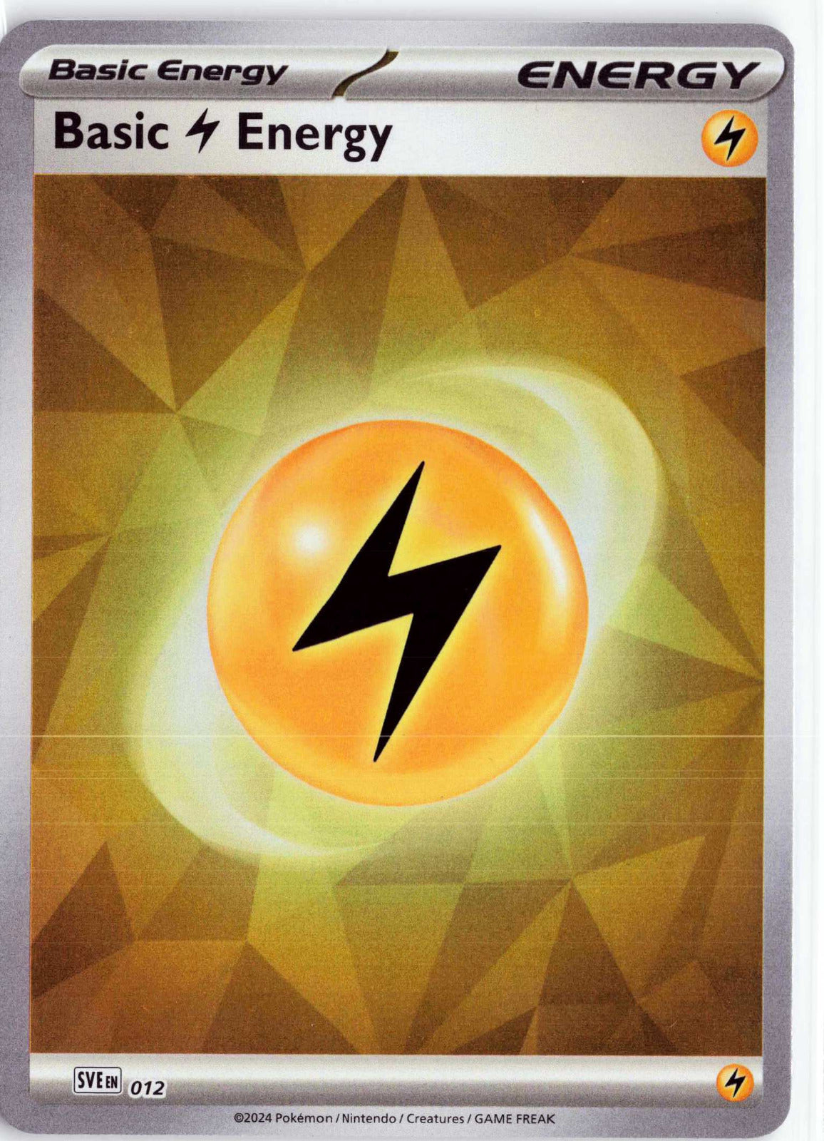 Basic Lightning Energy #012 Holo Pokemon SVE: Scarlet & Violet Energies
