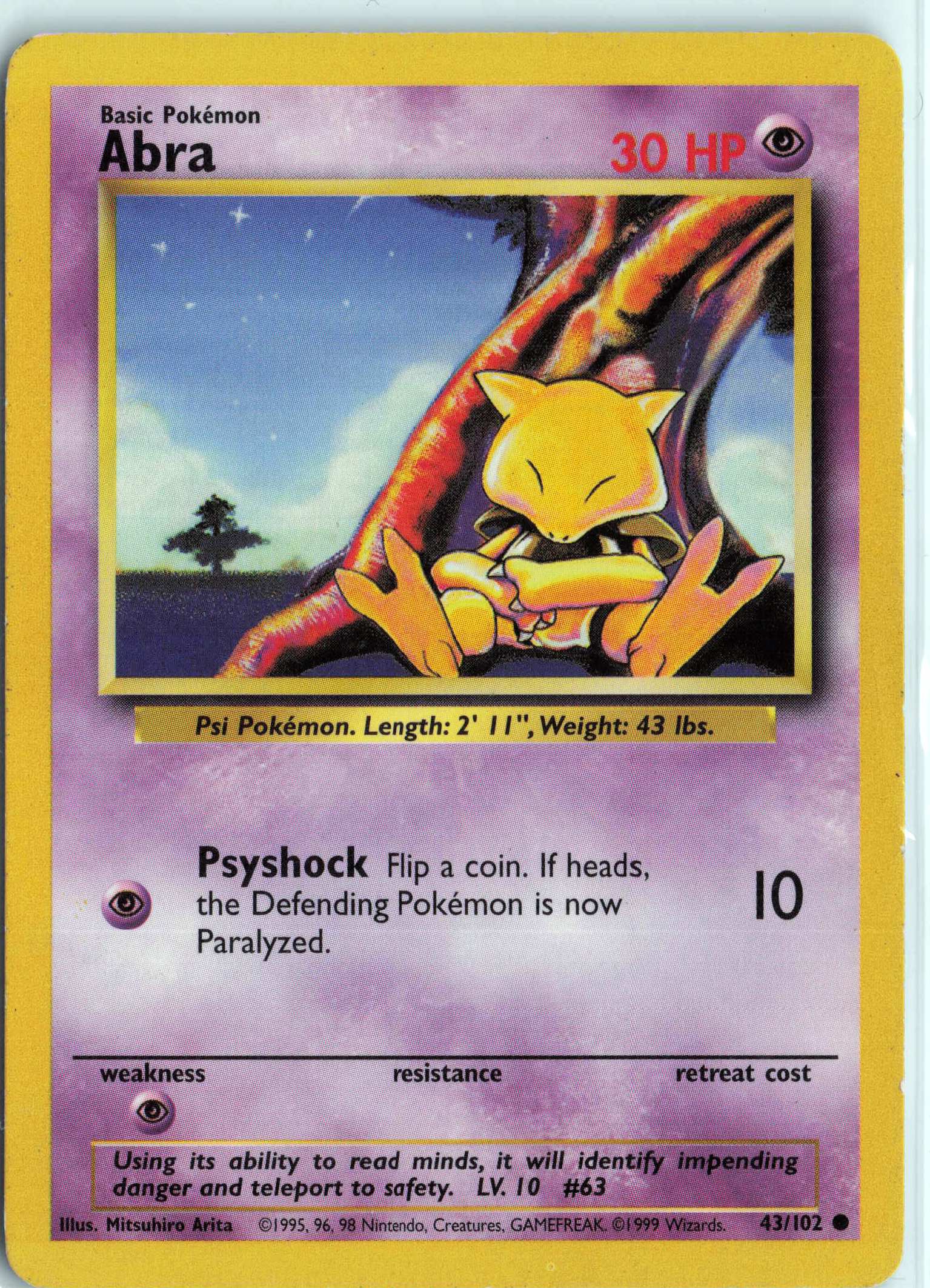Abra 043/102, HP Condition, Pokemon Base Set