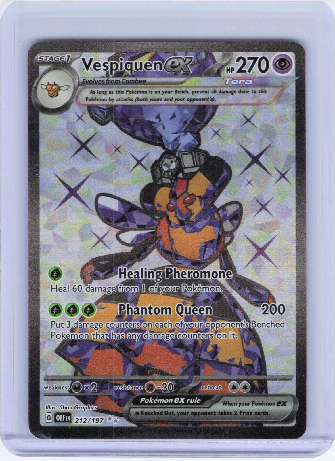 Vespiquen ex #212/197 Holo Pokemon SV03: Obsidian Flames