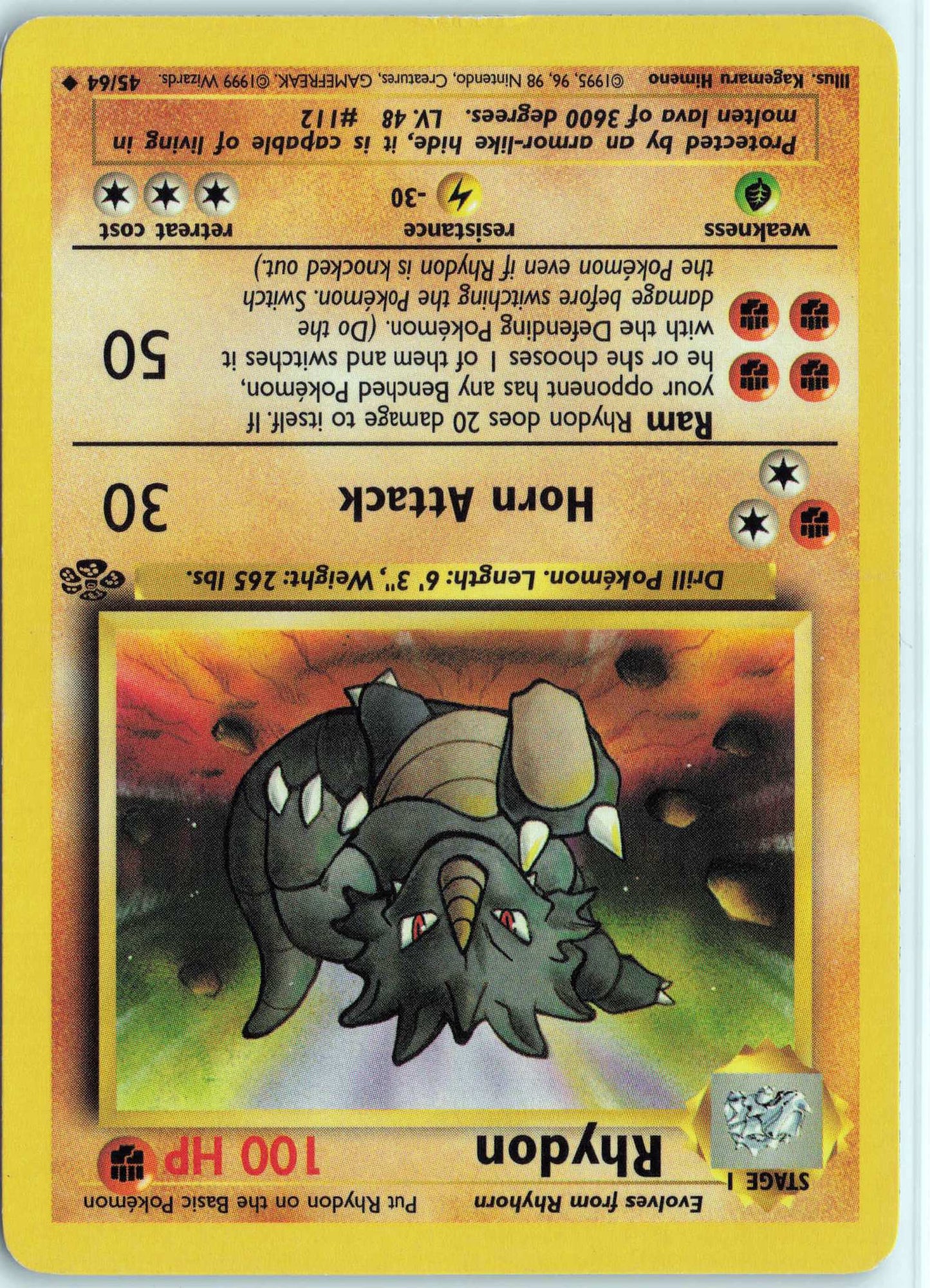 Rhydon 45/64, HP Condition, Pokemon Jungle
