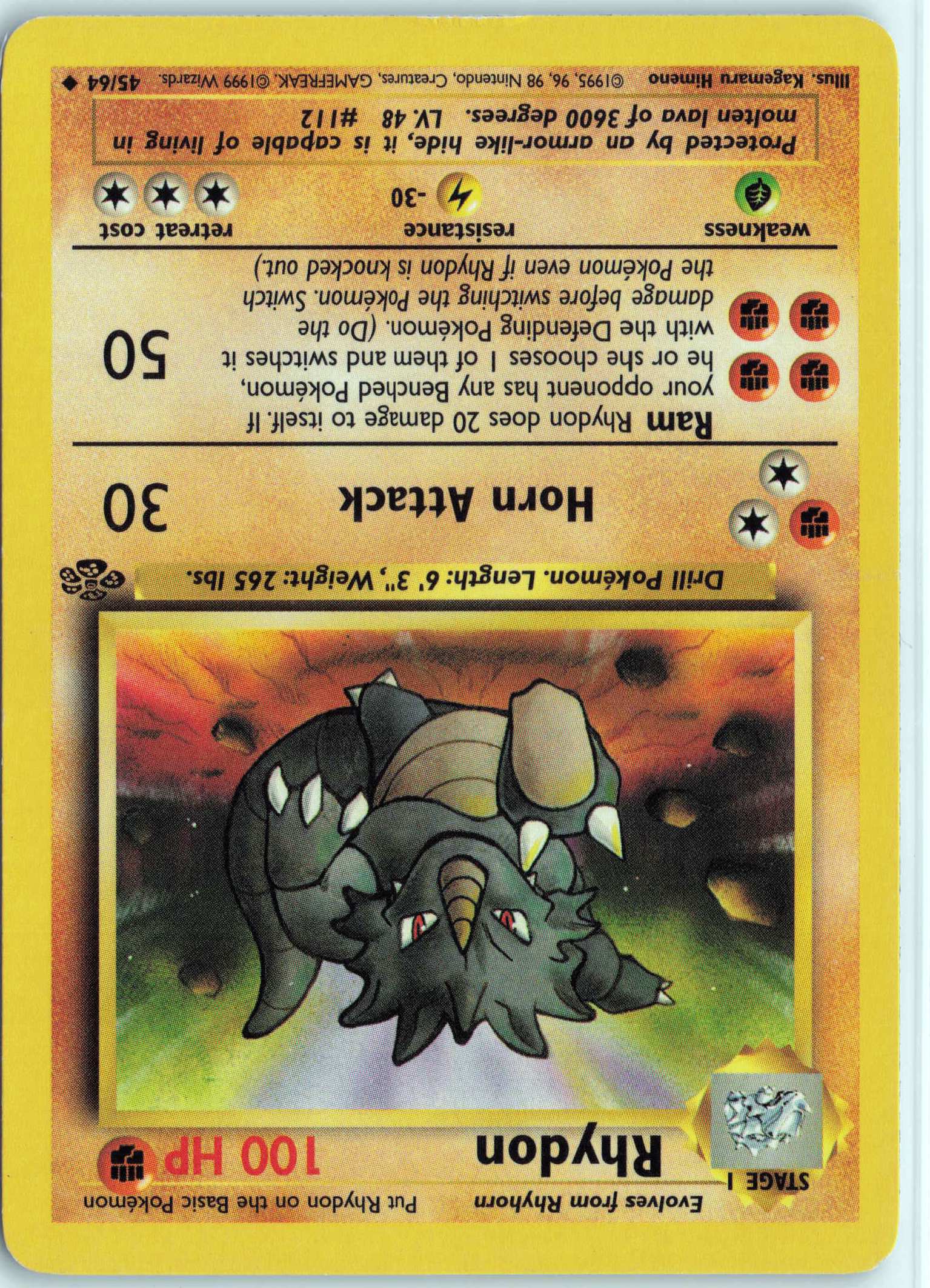 Rhydon 45/64, HP Condition, Pokemon Jungle