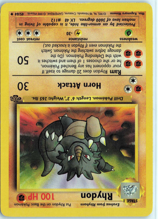 Rhydon 45/64, HP Condition, Pokemon Jungle