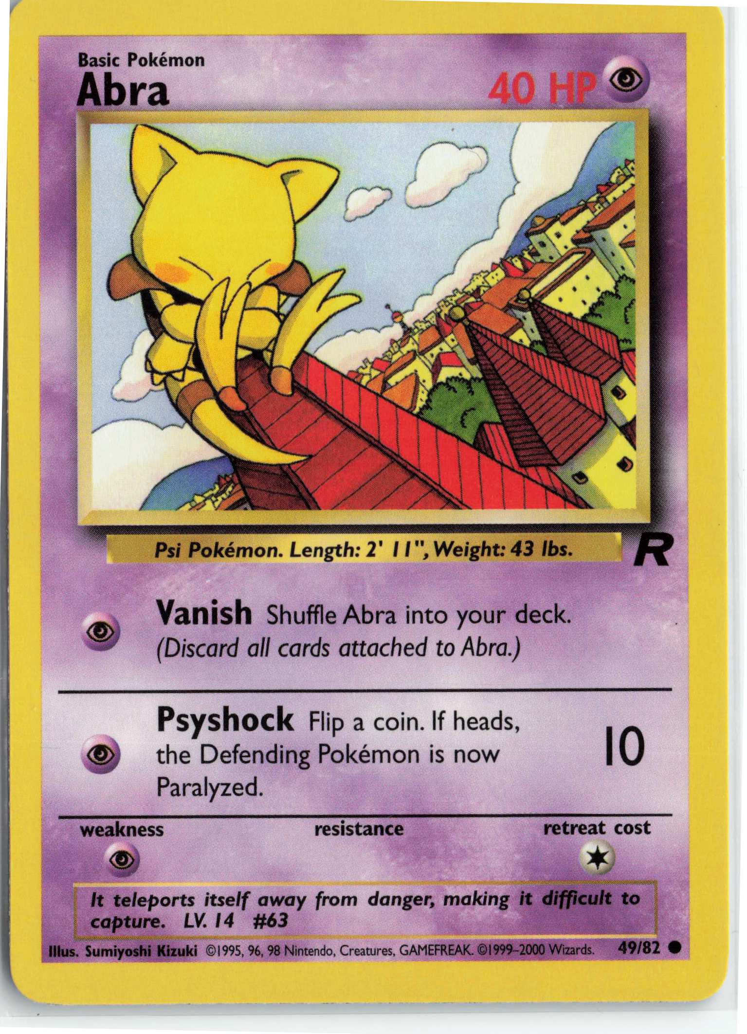 Abra 49/82, HP Condition, Pokemon Team Rocket
