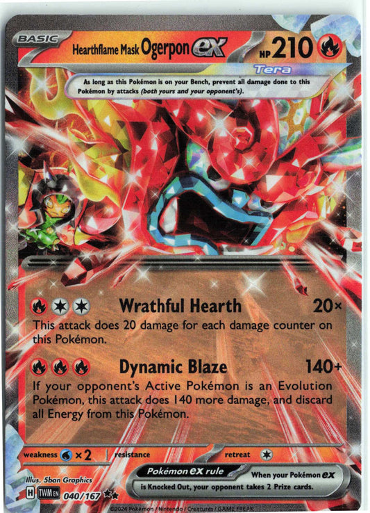 Hearthflame Mask Ogerpon ex 040/167 Holo MP Pokemon SV06: Twilight Masquerade