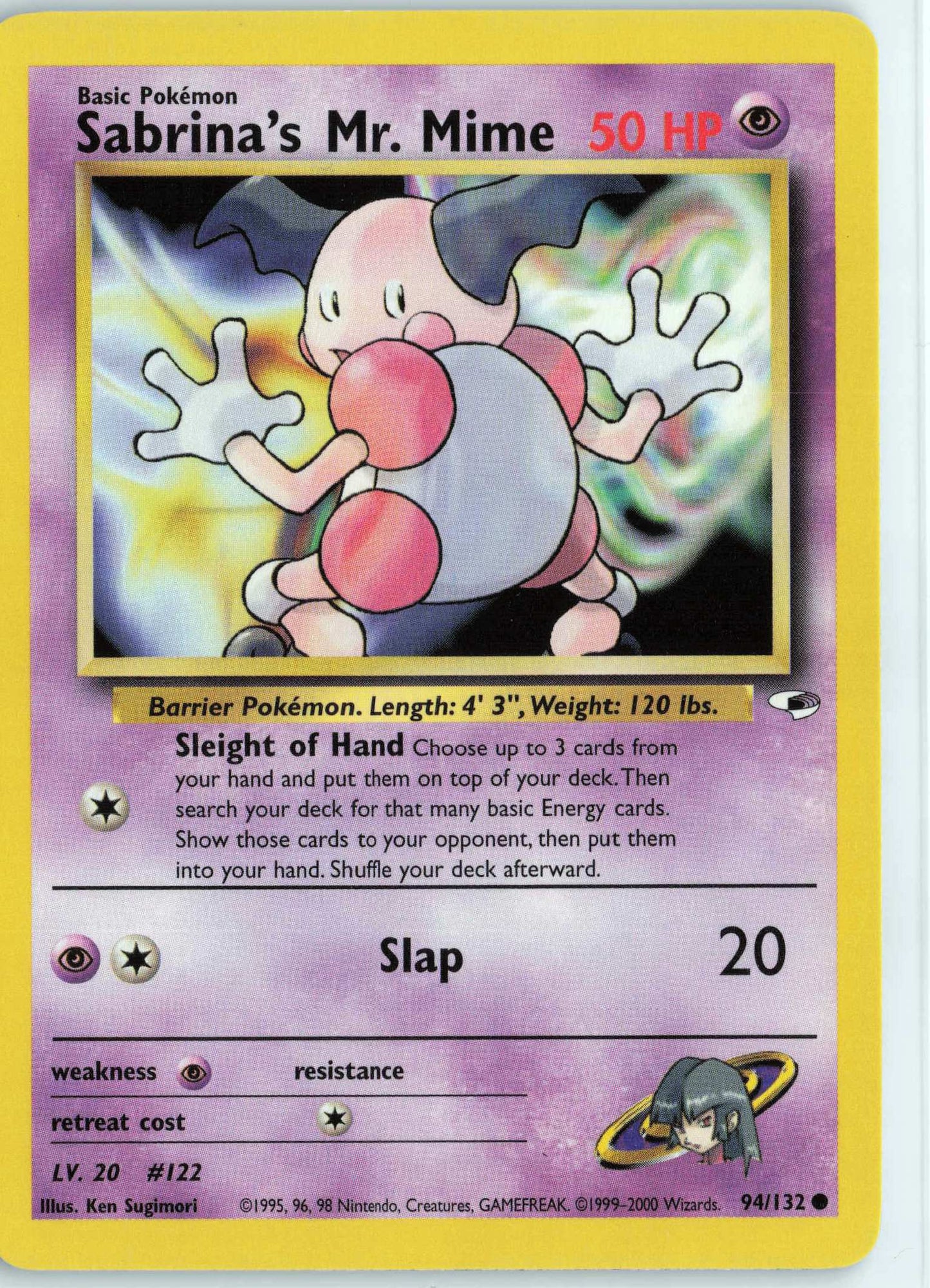 Sabrina's Mr. Mime 094/132, HP Condition, Pokemon Gym Heroes