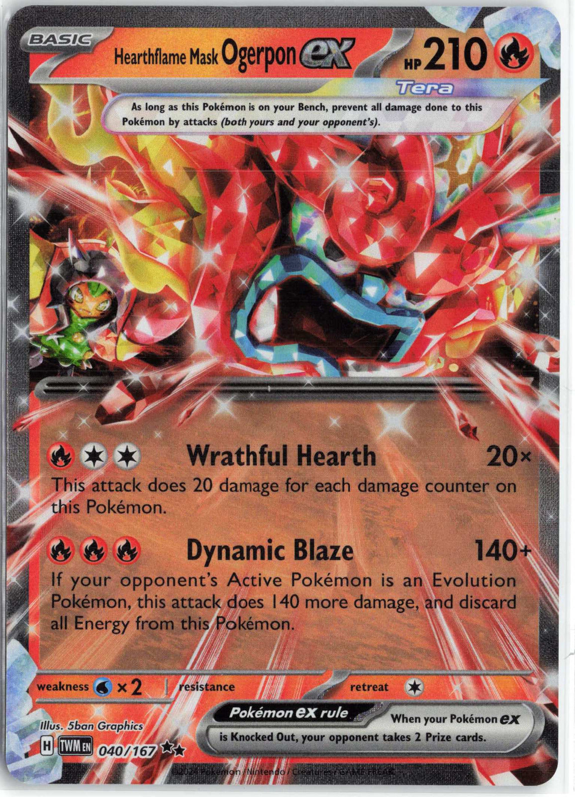Hearthflame Mask Ogerpon ex - #040/167 Holo Pokemon SV06: Twilight Masquerade