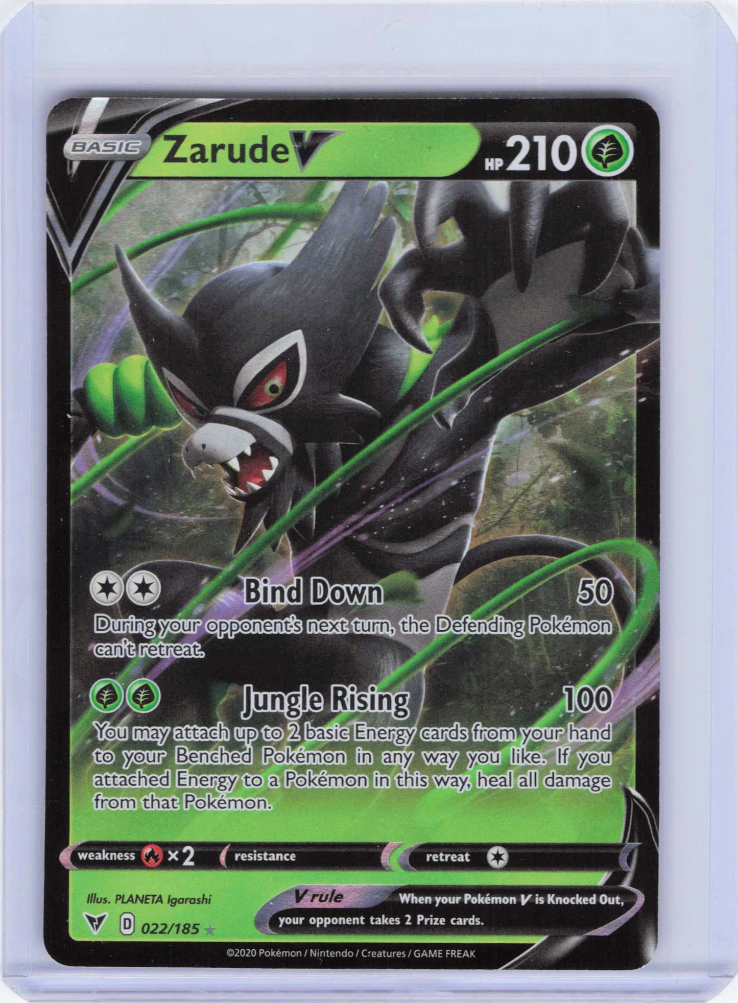 Zarude V 022/185, Holo, NM Condition, Pokemon SWSH04: Vivid Voltage