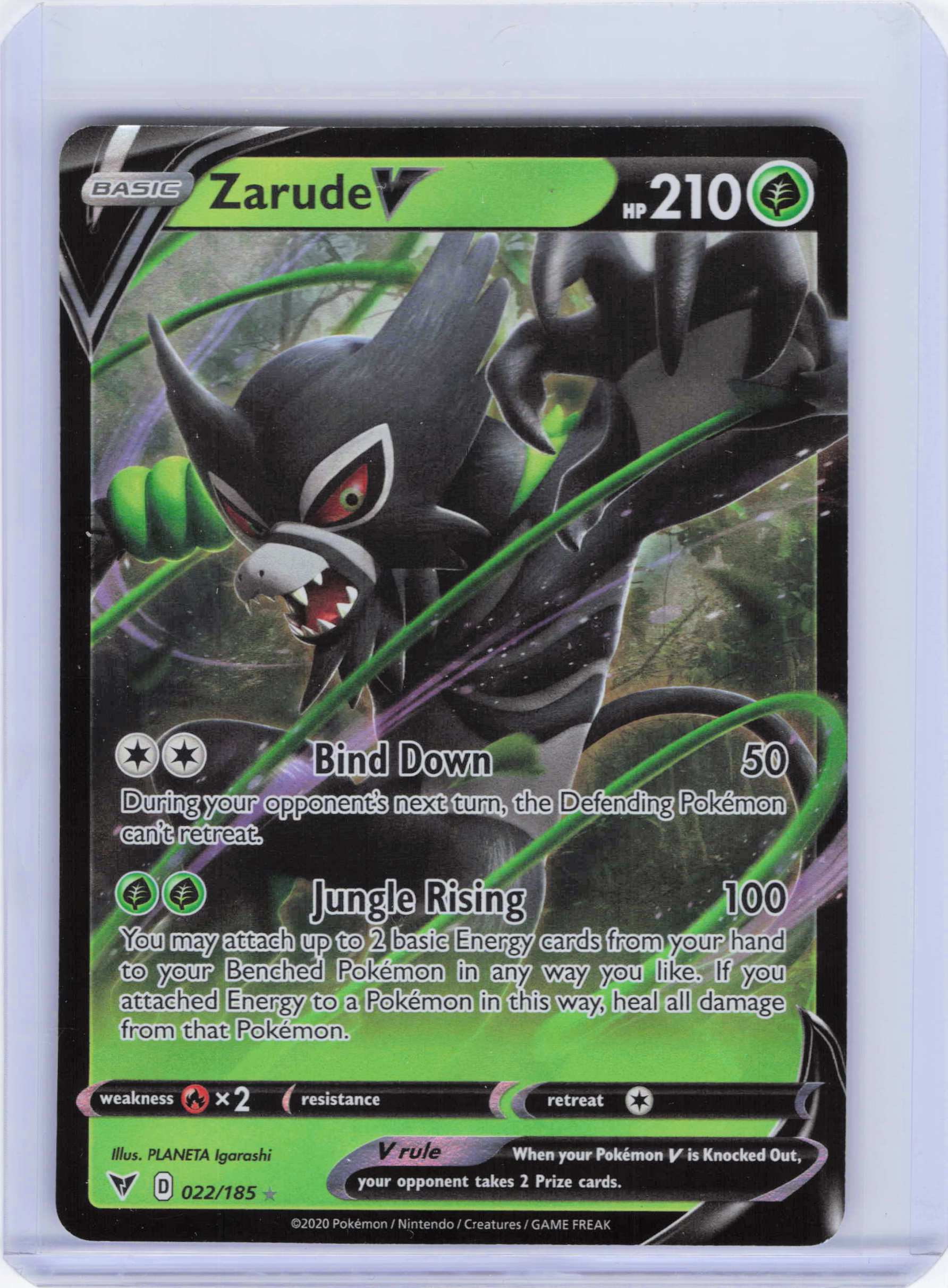 Zarude V 022/185, Holo, NM Condition, Pokemon SWSH04: Vivid Voltage
