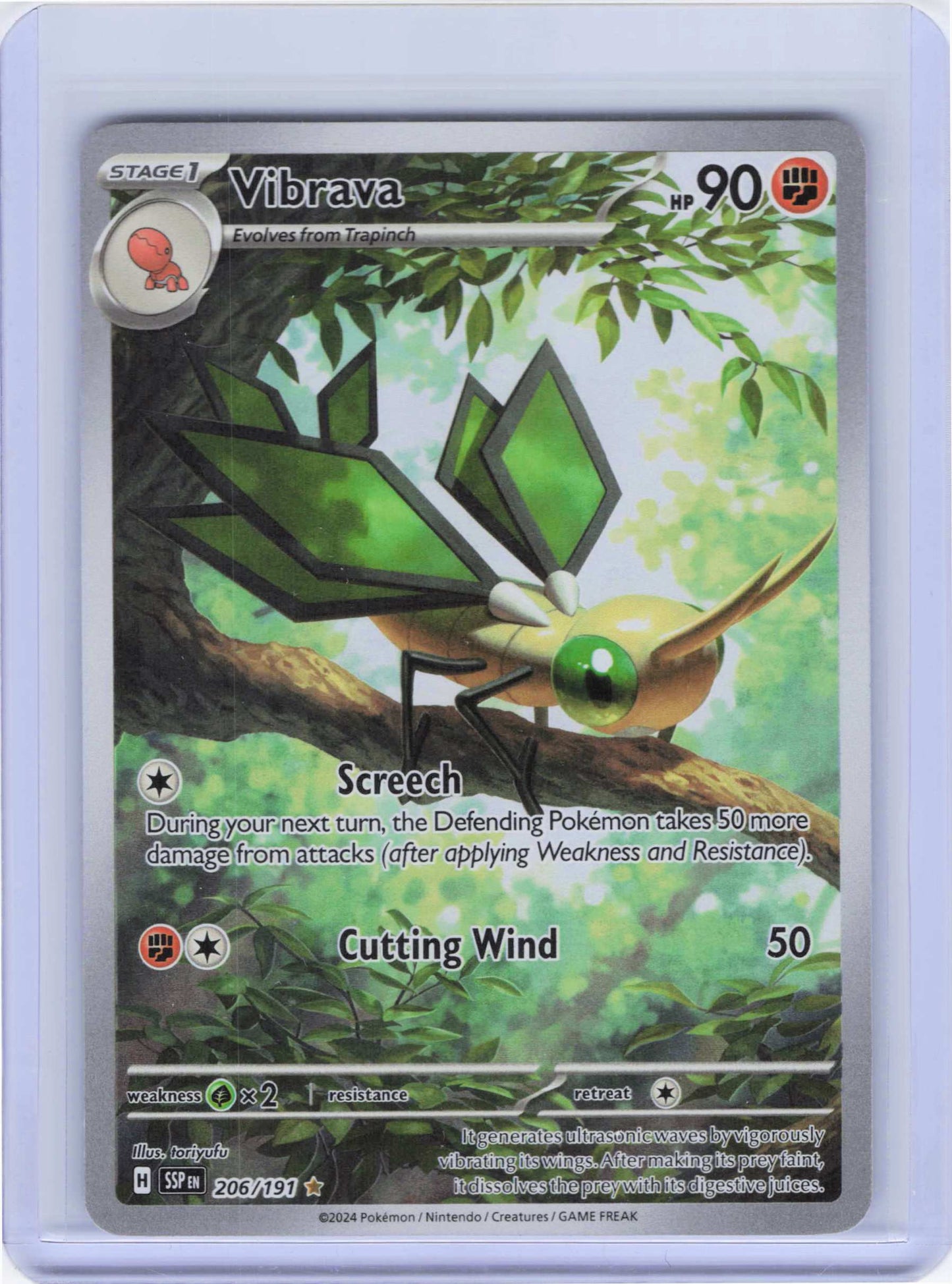 Vibrava 206/191, Holo, NM Condition, Pokemon SV08: Surging Sparks
