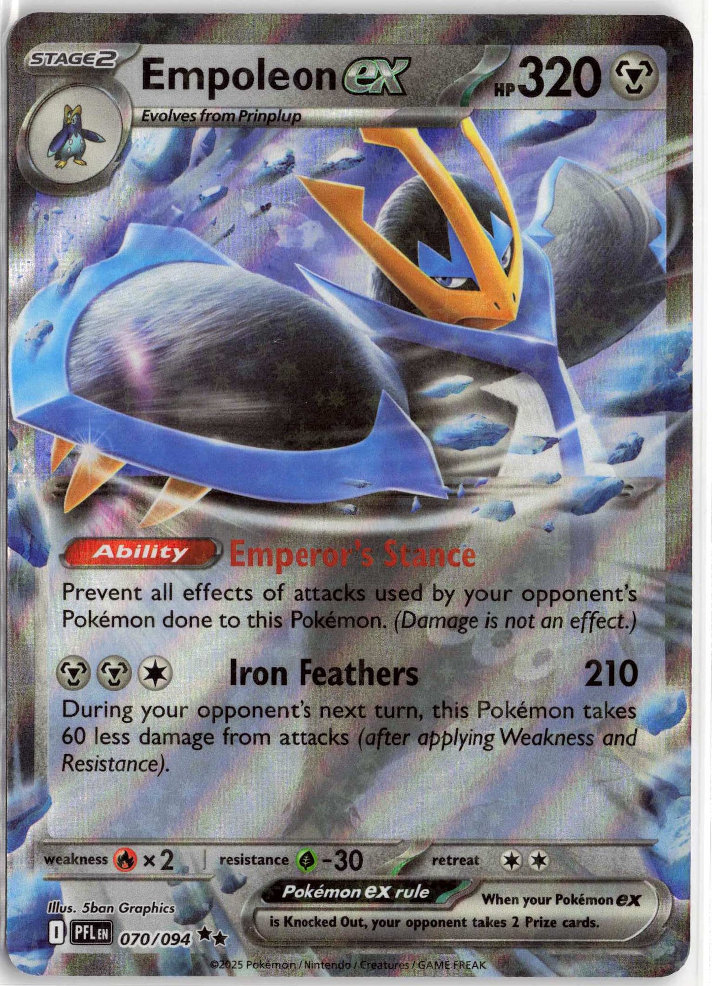 Empoleon ex - 070/094, Holo, NM Condition, Pokemon ME02: Phantasmal Flames