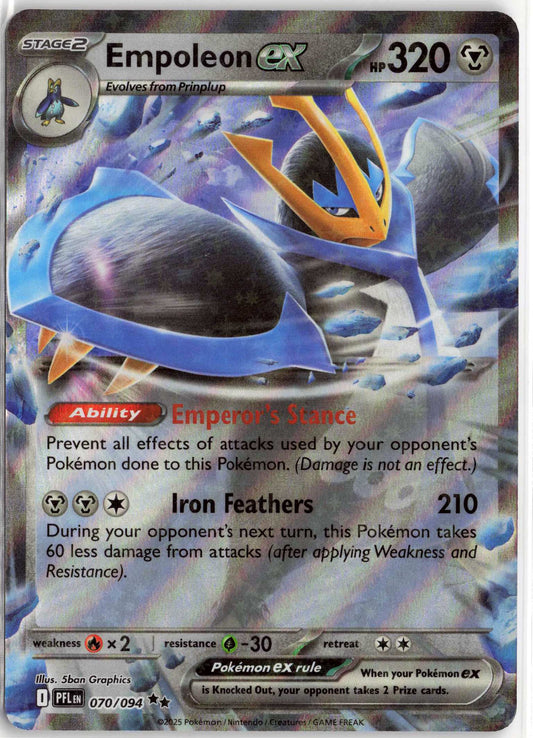 Empoleon ex - 070/094, Holo, NM Condition, Pokemon ME02: Phantasmal Flames