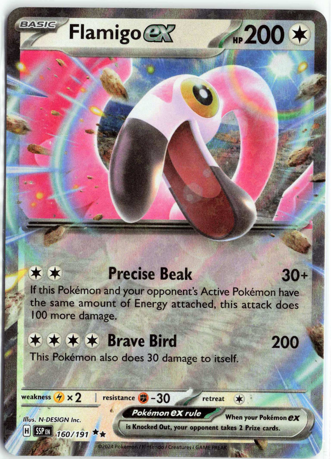 Flamigo ex #160/191 Pokemon SV08: Surging Sparks
