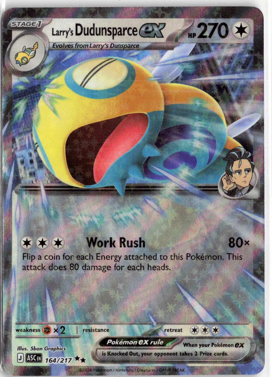 Larry's Dudunsparce ex #164/217 Holo Pokemon ME: Ascended Heroes